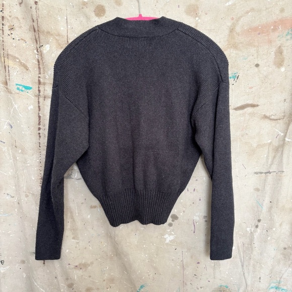 Modern Citizen Marlowe V Neck Cropped Faux Wrap Sweater - Picture 4 of 5